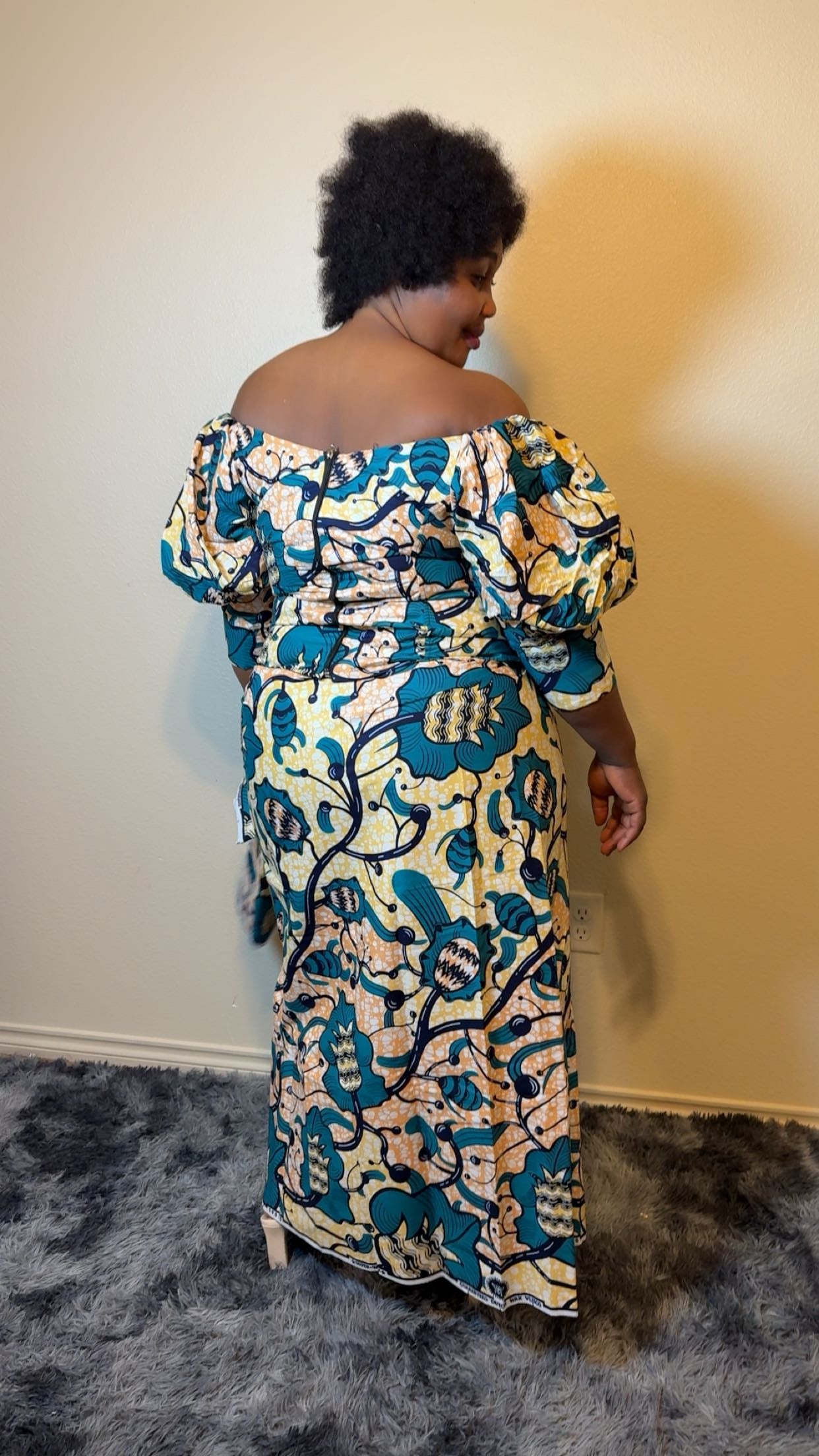African Bubu – Golden Blossom Elegance