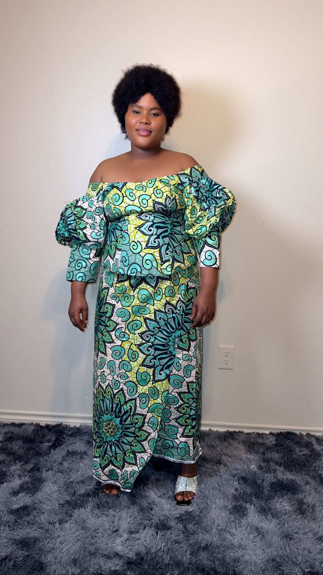 African Bubu – Emerald Bloom Elegance