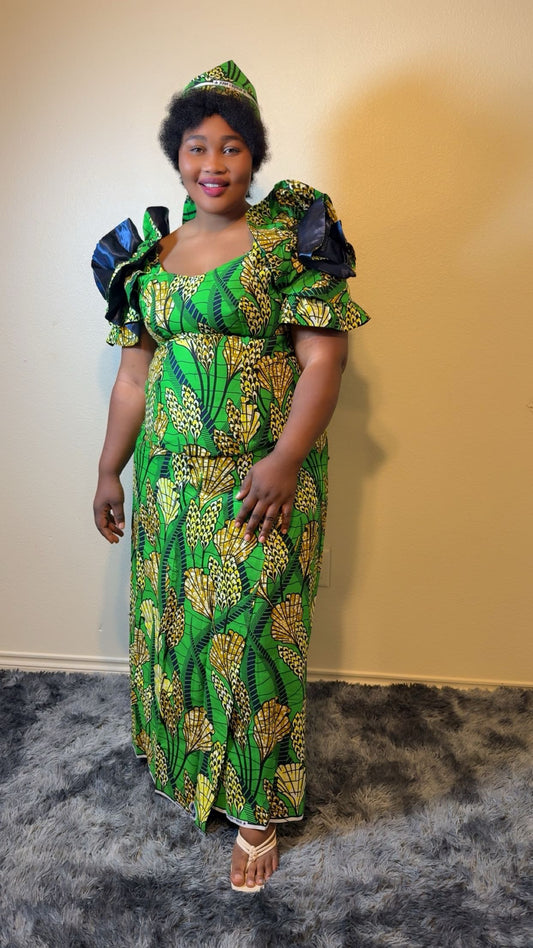 African Bubu – Emerald Leaf Elegance