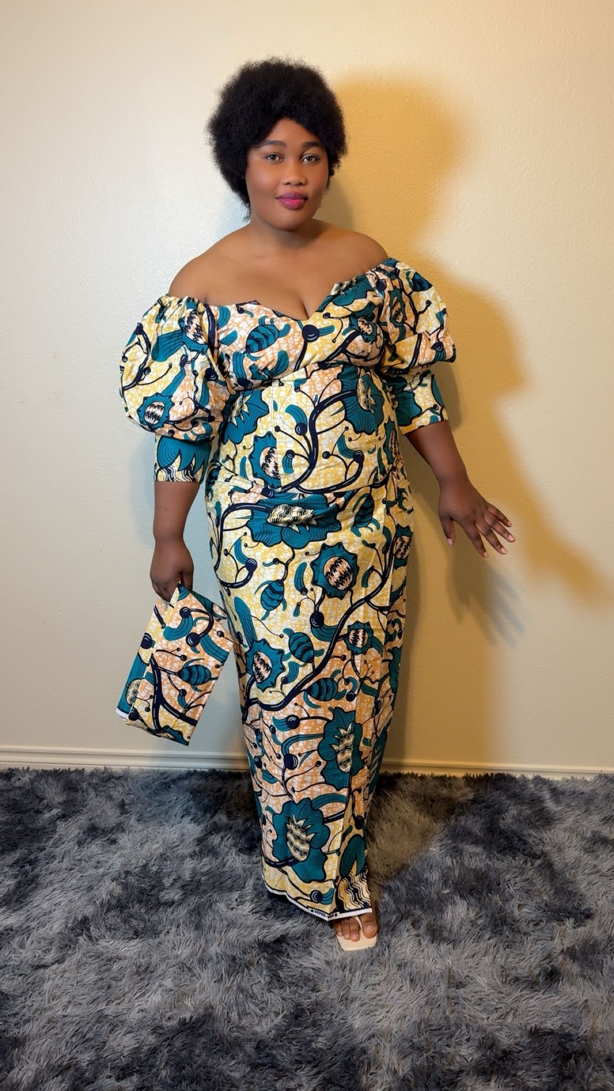 African Bubu – Golden Blossom Elegance